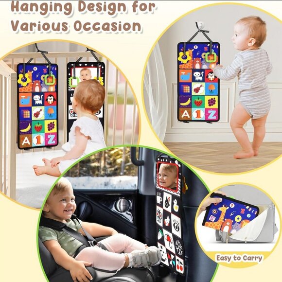 High Contrast Tummy Time Toy, Crinkle Mirror Sensory for Baby 0 to 12 Months - Picture 7 of 7